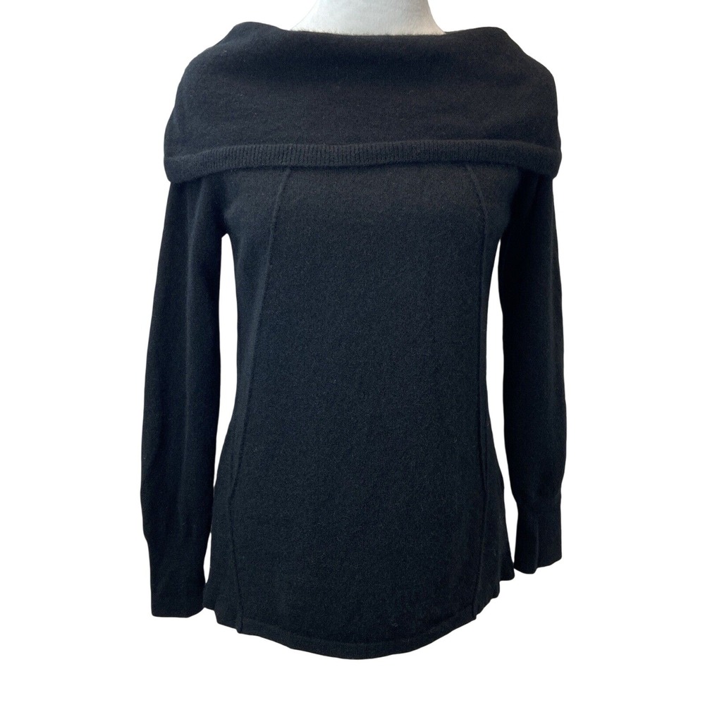 Soft Surroundings Petite PS Black Cashmere Cowl Neck Pullover Sweater 3FN25